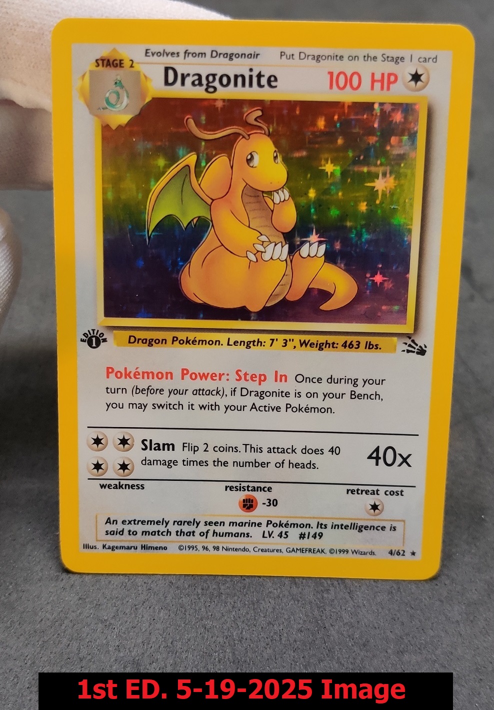 Dragonite - 4/62 - Holo Rare - 1st Edition